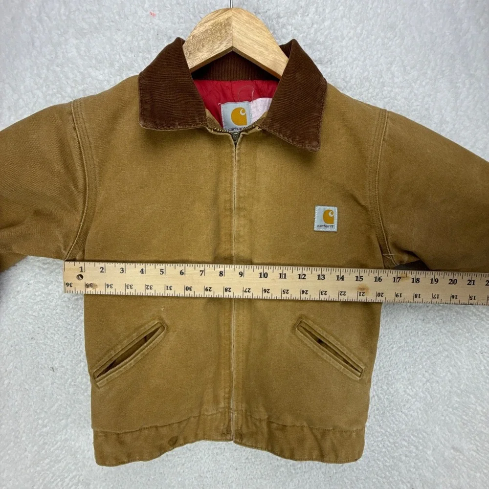Carhartt‎ Detroit Jacket Quilt Lined Youth Medium Y20 BRN Brown Red Lining
